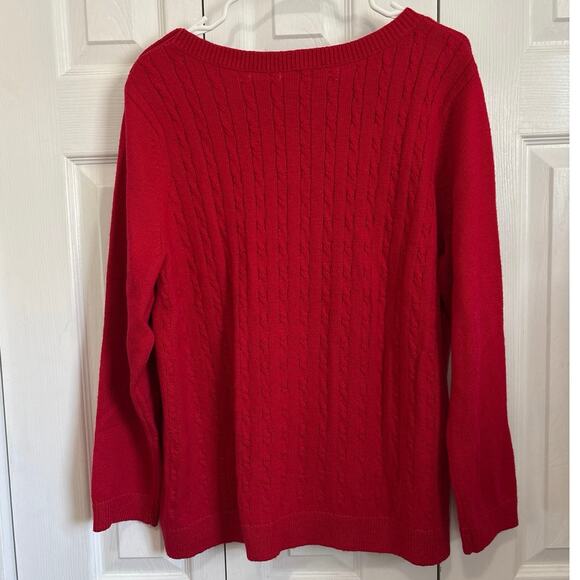 Talbots NWT Red Cable Knit Crewneck Sweater Classic Pullover Plus Size 2XP - Picture 6 of 9